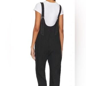 Free People We The People Black Distressed Denim Overalls